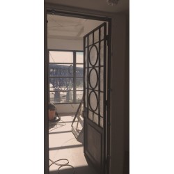 RECLAIMED STEEL DOOR W/ RONDEL WINDOW 